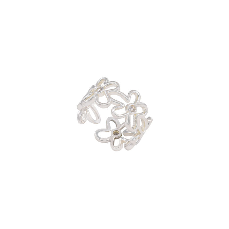 Small Fresh Color Hollow Flower Ring Women's Ins Style Simple Niche Design Sense Finger Ring Opening Adjustable