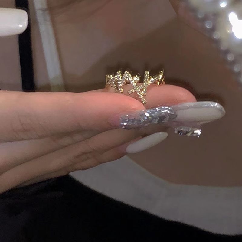 Spice! Japanese and Korean-style Flash Diamond Zircon Tassel Ring Women's Elegant All-match High-grade Light Luxury Niche Index Finger Ring