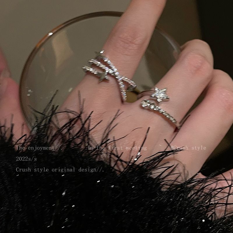 Make a wish! Star Zircon Ring Women's Ins Niche Design High-grade Finger Ring Opening Adjustable Ring