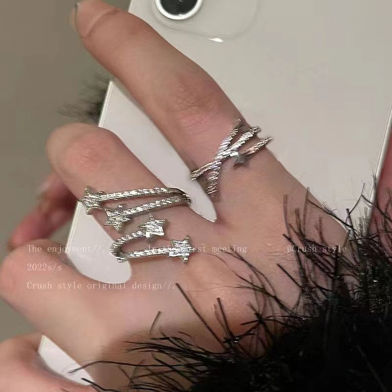 Make a wish! Star Zircon Ring Women's Ins Niche Design High-grade Finger Ring Opening Adjustable Ring