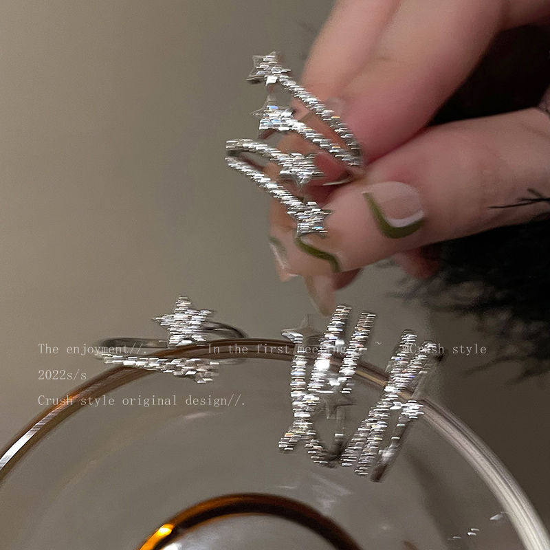 Make a wish! Star Zircon Ring Women's Ins Niche Design High-grade Finger Ring Opening Adjustable Ring