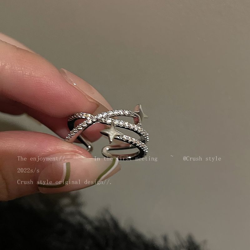 Make a wish! Star Zircon Ring Women's Ins Niche Design High-grade Finger Ring Opening Adjustable Ring